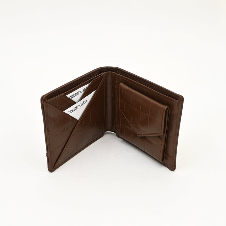 Leather Wallet 2S Crobrn – Premium Brown Croc-Embossed Napa Leather Wallet for Men with Coin Pocket & Card Slots