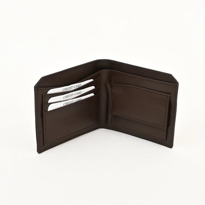 Luxury Brown Napa Leather Wallet – Slim Design with Croc Texture, Coin Pocket & Card Slots