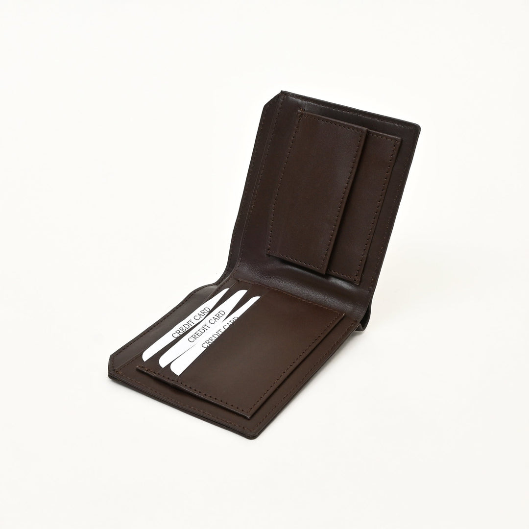 Luxury Brown Napa Leather Wallet – Slim Design with Croc Texture, Coin Pocket & Card Slots