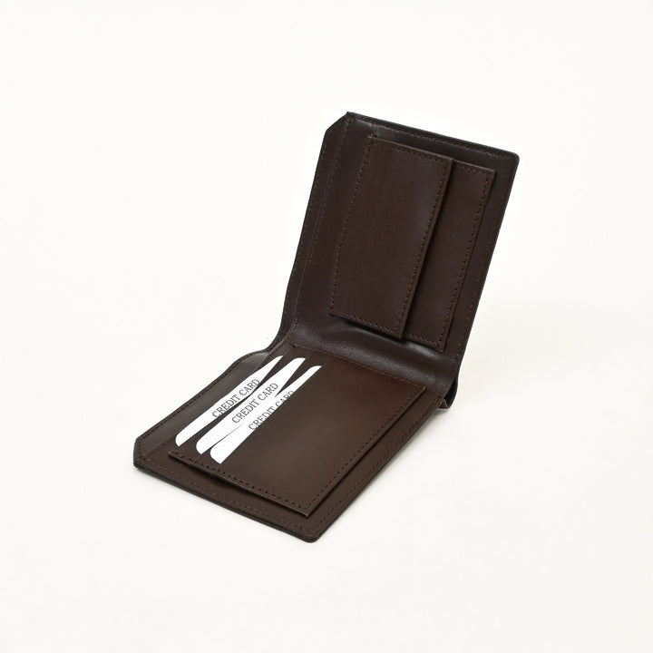 Luxury Brown Napa Leather Wallet – Slim Design with Croc Texture, Coin Pocket & Card Slots