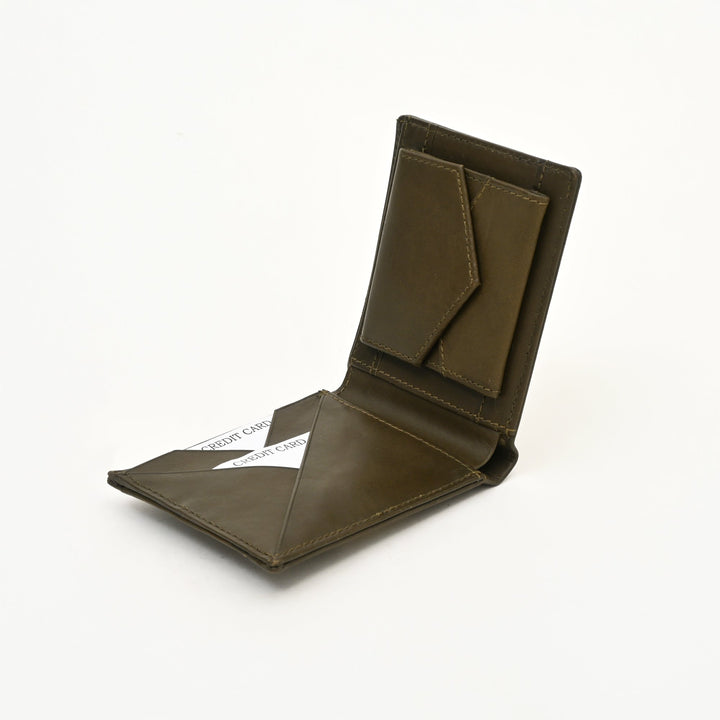 Leather Wallet 1B Green – Premium Nappa Leather Men’s Wallet with Coin Pocket & 6 Card Slots