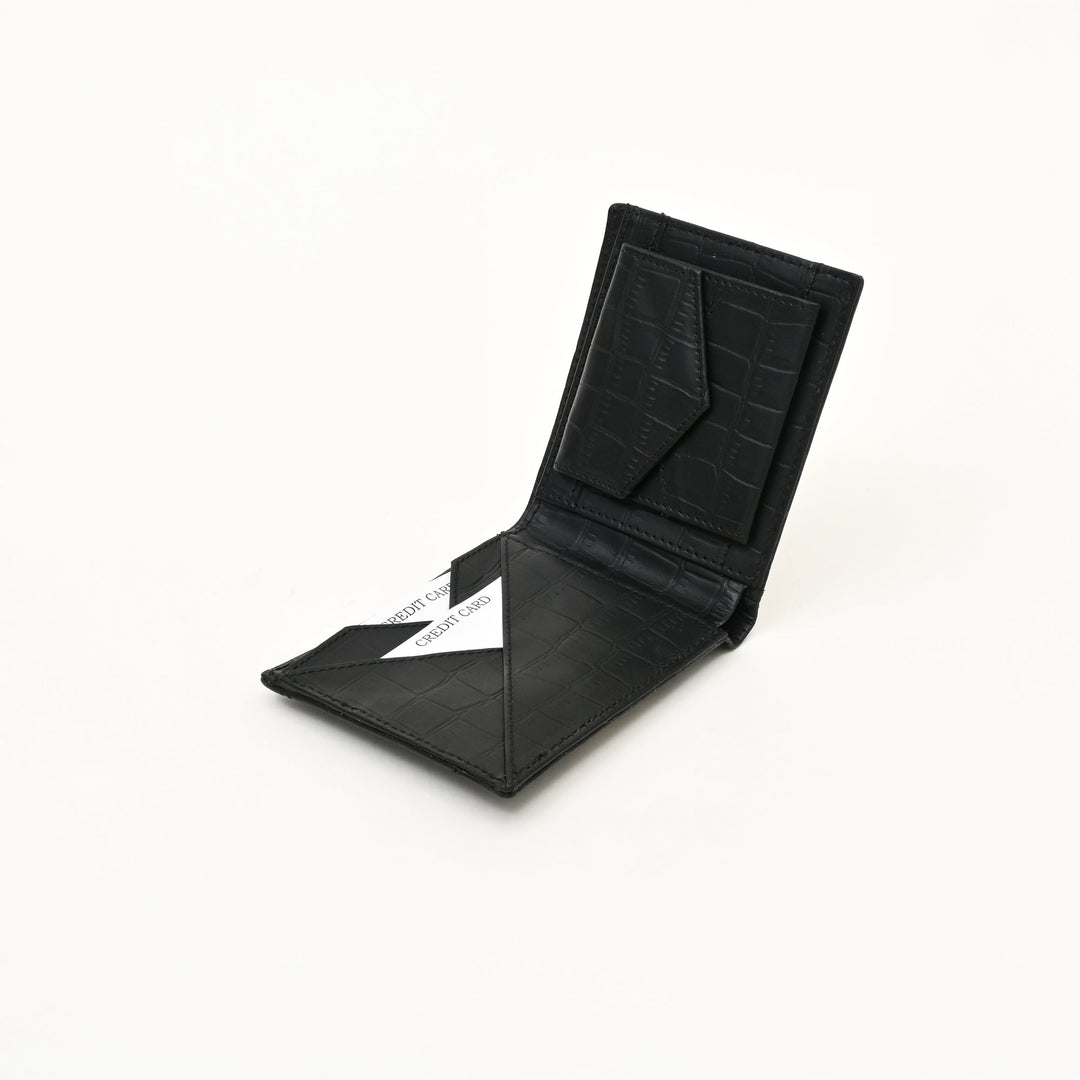 Leather Wallet 2S Crnblk – Premium Black Full-Grain Leather Slim Wallet for Men with Coin Pocket & Card Slots