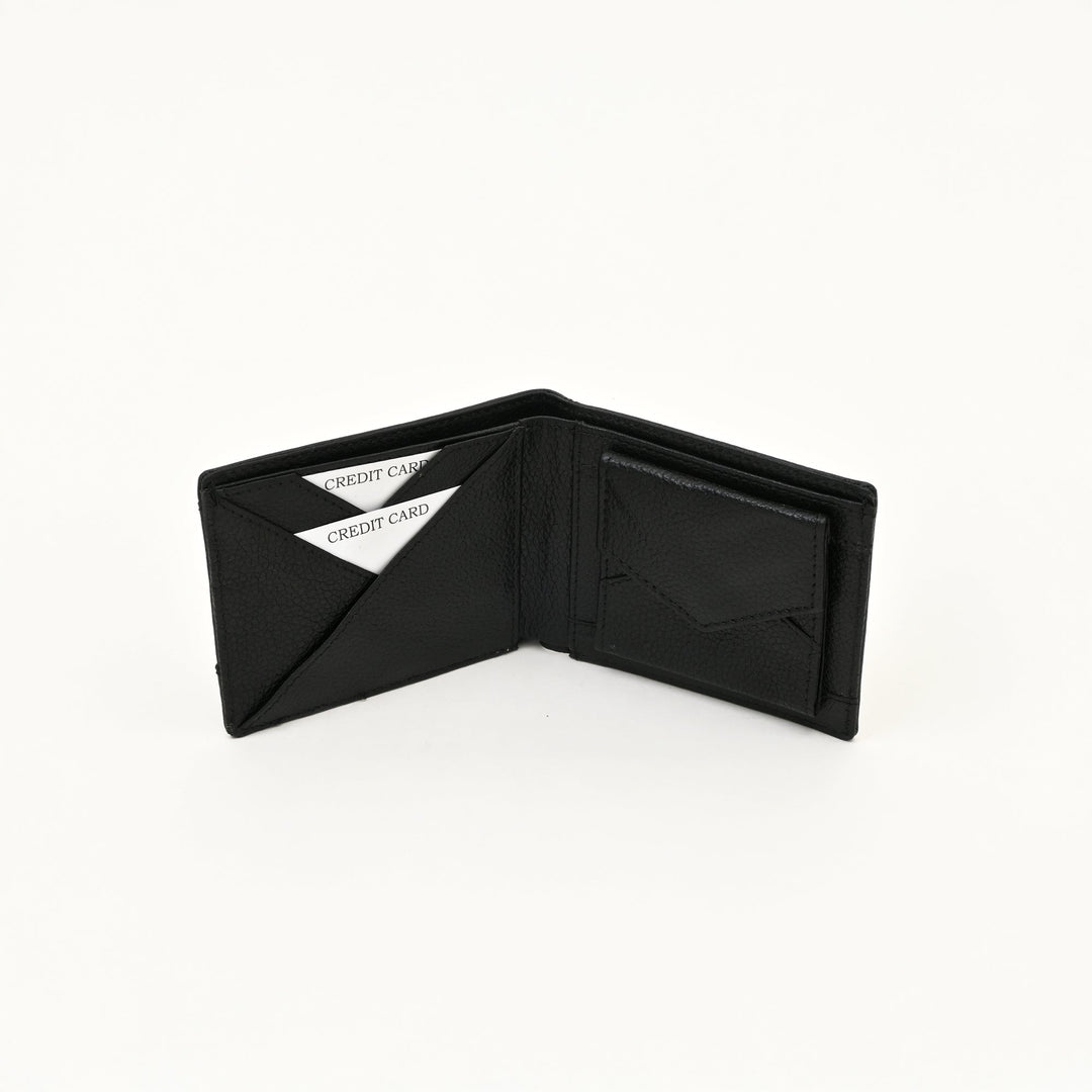 Leather Wallet 2B Grablk – Premium Black Grained Napa Leather Wallet for Men with Coin Pocket & 4 Card Slots