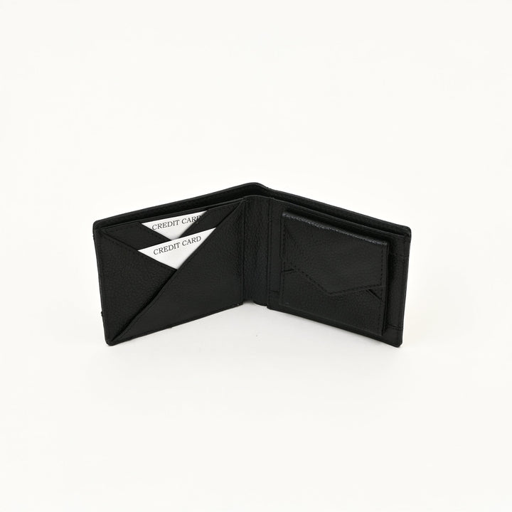 Leather Wallet 2B Grablk – Premium Black Grained Napa Leather Wallet for Men with Coin Pocket & 4 Card Slots