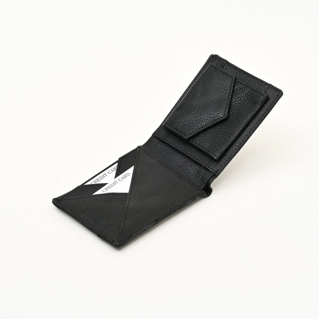 Leather Wallet 2B Grablk – Premium Black Grained Napa Leather Wallet for Men with Coin Pocket & 4 Card Slots