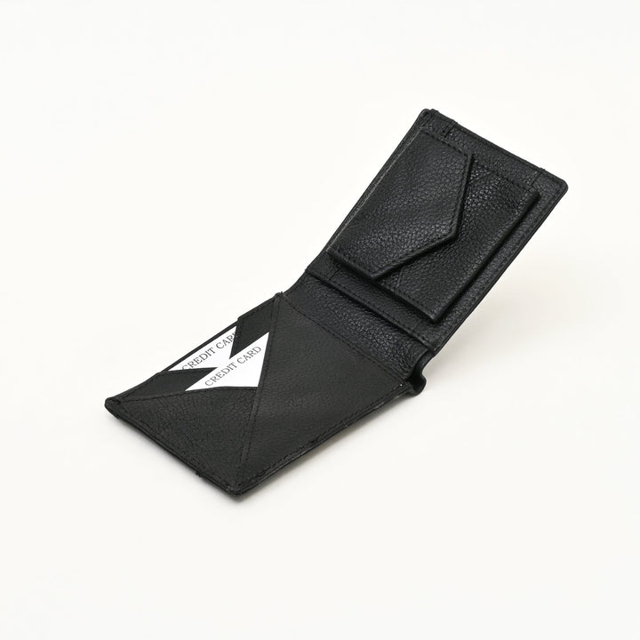 Leather Wallet 2B Grablk – Premium Black Grained Napa Leather Wallet for Men with Coin Pocket & 4 Card Slots