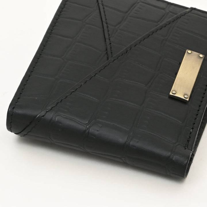 Premium Black Croc Look Napa Leather Wallet – Slim Design with Coin Pocket & Card Slots