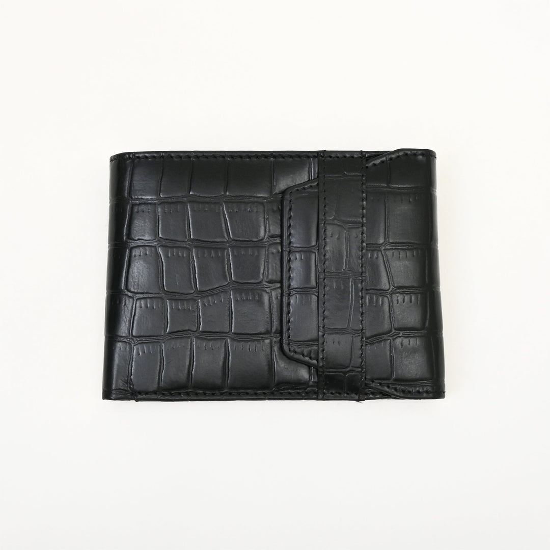 Men’s Leather Wallet 3S Scrblk – Premium Black Croc Look Napa Leather Wallet with Coin Pocket & 6 Card Slots | Elegant Slim Bifold Wallet