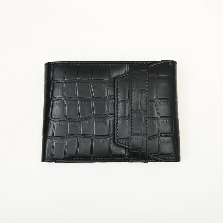 Men’s Leather Wallet 3S Scrblk – Premium Black Croc Look Napa Leather Wallet with Coin Pocket & 6 Card Slots | Elegant Slim Bifold Wallet