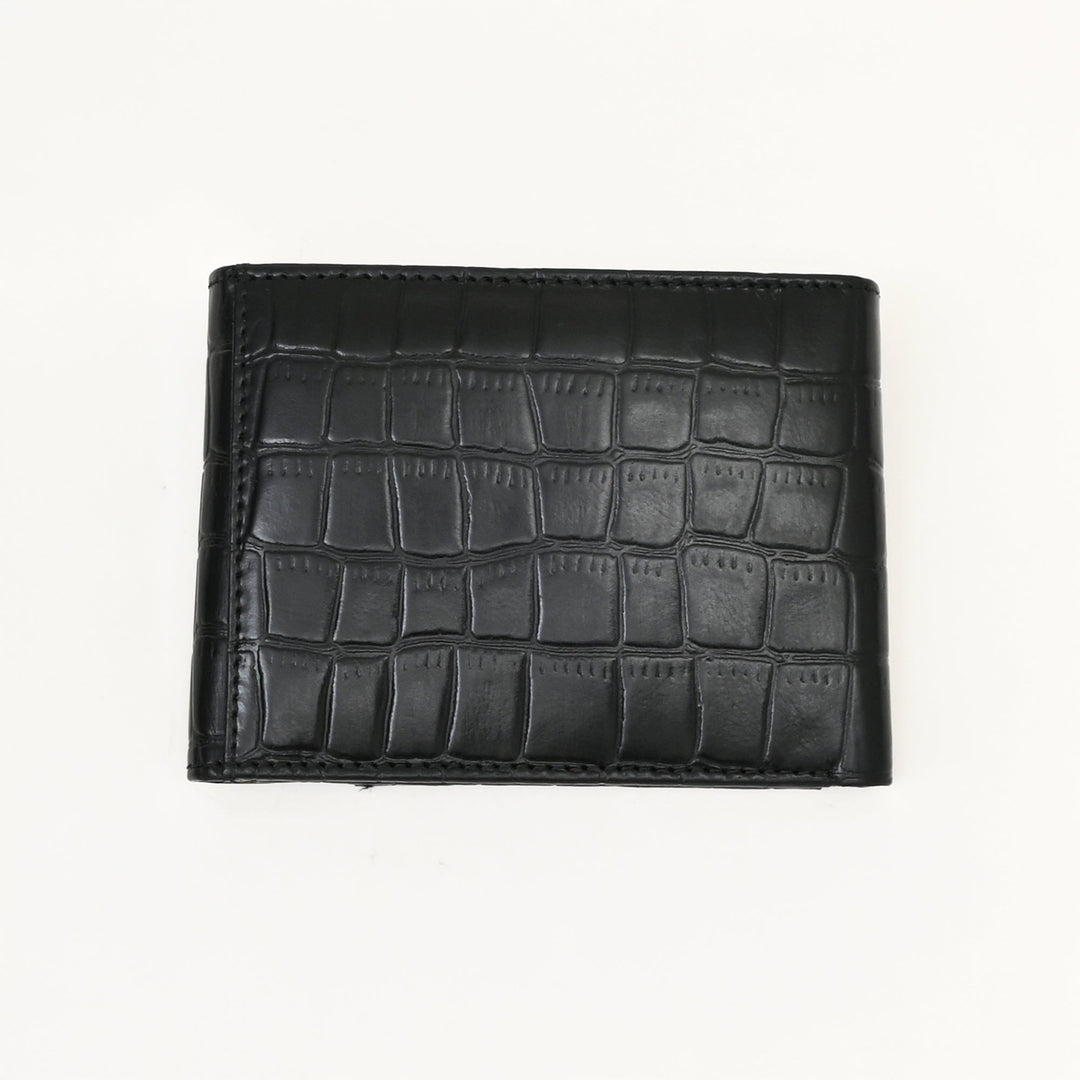 Men’s Leather Wallet 3S Scrblk – Premium Black Croc Look Napa Leather Wallet with Coin Pocket & 6 Card Slots | Elegant Slim Bifold Wallet