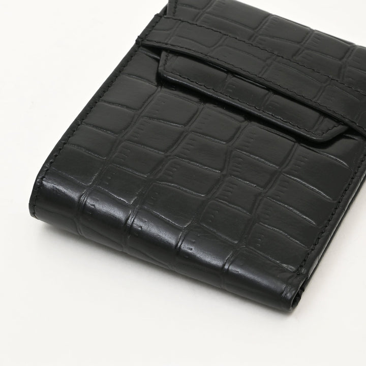 Men’s Leather Wallet 3S Scrblk – Premium Black Croc Look Napa Leather Wallet with Coin Pocket & 6 Card Slots | Elegant Slim Bifold Wallet