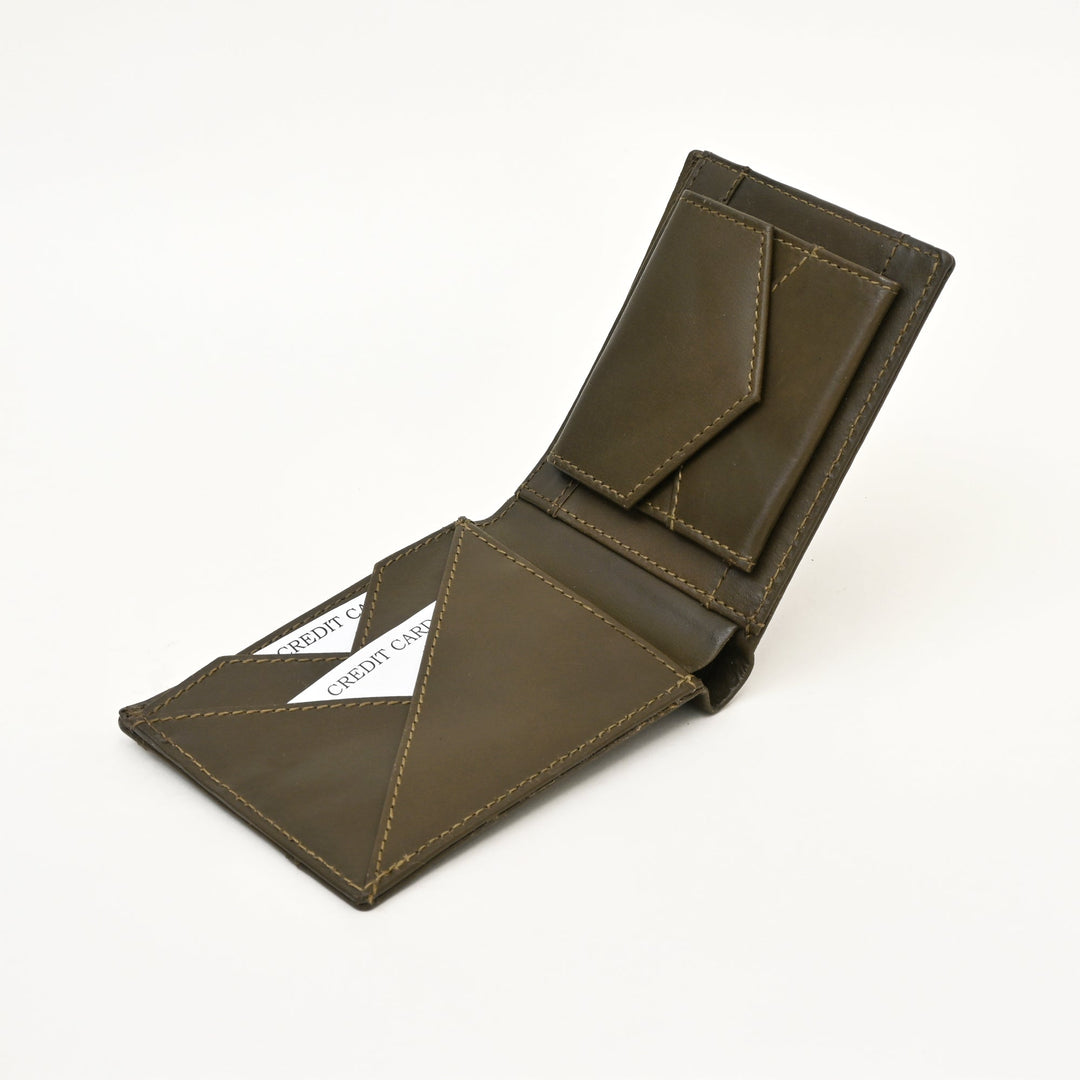 Leather Wallet 2S Napgrn – Premium Green Napa Leather Slim Wallet for Men with Coin Pocket & Card Slots