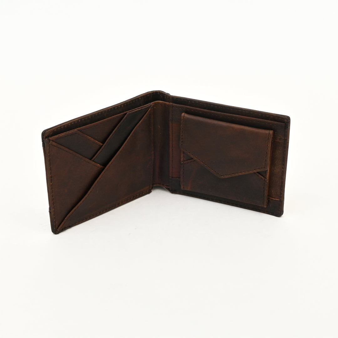 Men’s Leather Wallet 2S crown brown – Premium Brown Waxy Full-Grain Leather Wallet with Coin Pocket & 4 Card Slots | Elegant Slim Bifold Design