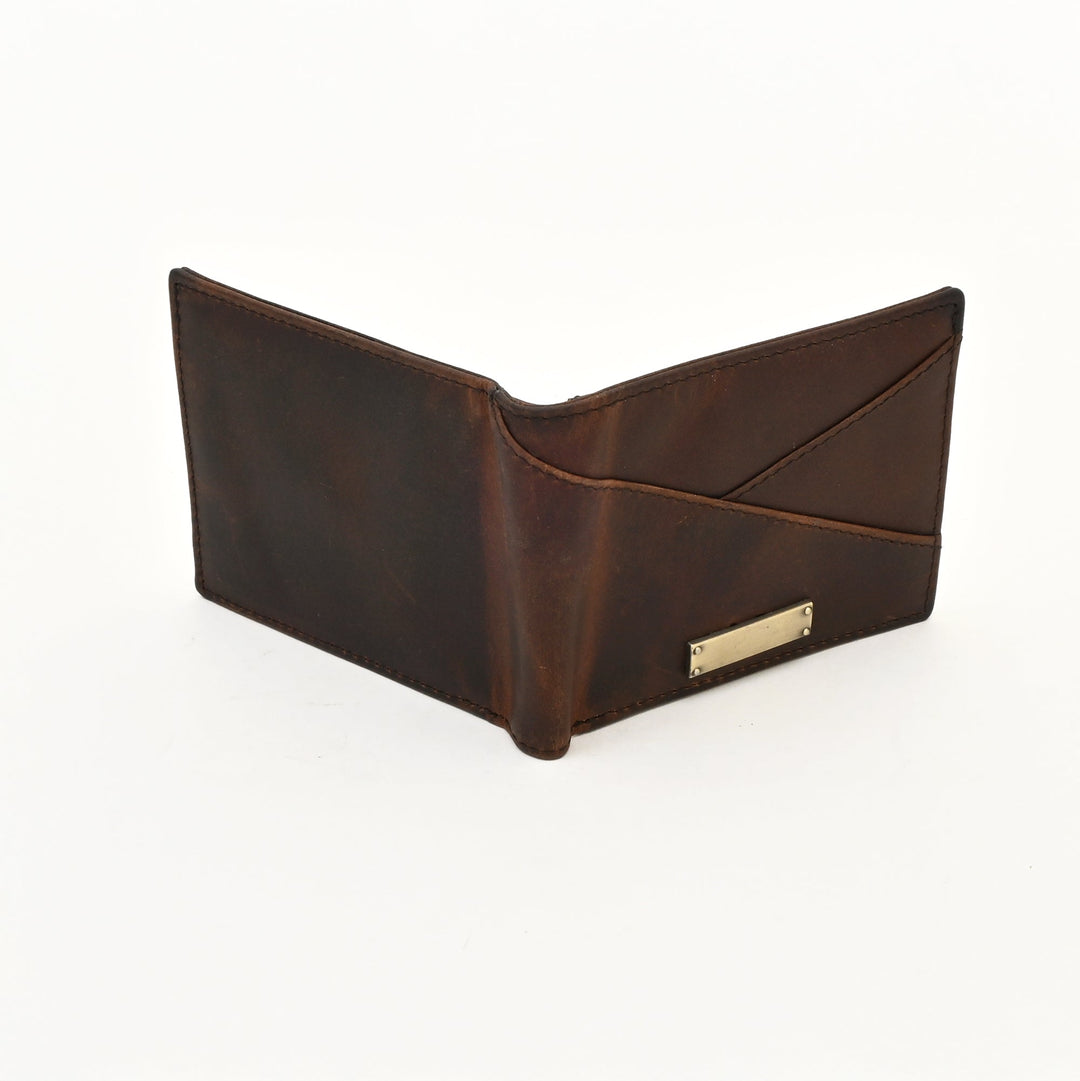 Men’s Leather Wallet 2S Crnbrn – Premium Brown Waxy Full-Grain Leather Wallet with Coin Pocket & 4 Card Slots | Elegant Slim Bifold Design