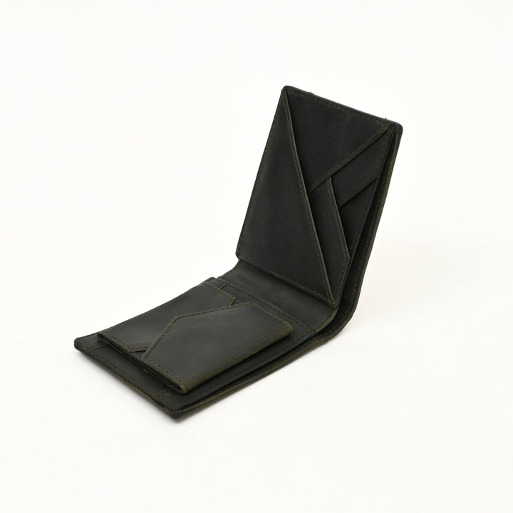 Leather Wallet 2S Crnblk – Premium Black Full-Grain Leather Slim Wallet for Men with Coin Pocket & Card Slots