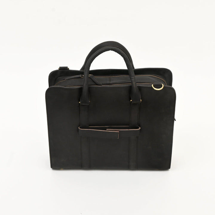 Premium Full-Grain Brown Napa Leather Laptop Business Bag for Men | 15.6 Inch Office & Travel Briefcase with Padded Laptop Sleeve & Multiple Compartments