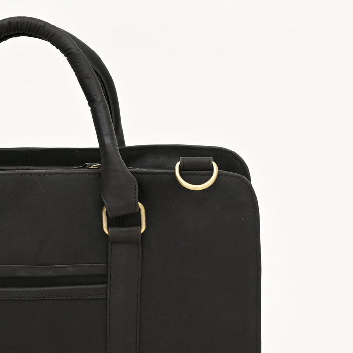 Premium Full-Grain Brown Napa Leather Laptop Business Bag for Men | 15.6 Inch Office & Travel Briefcase with Padded Laptop Sleeve & Multiple Compartments