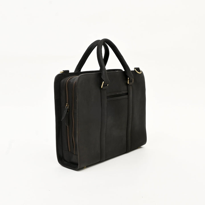 Premium Full-Grain Brown Napa Leather Laptop Business Bag for Men | 15.6 Inch Office & Travel Briefcase with Padded Laptop Sleeve & Multiple Compartments