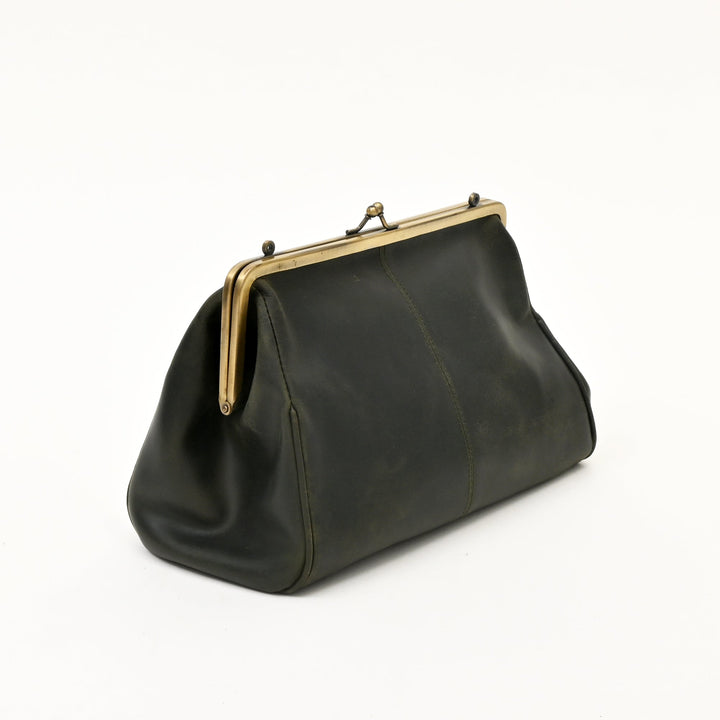 Premium Full-Grain Green Leather Sling Bag | Croc Texture | Elegant Kiss-Lock Side Bag for Women