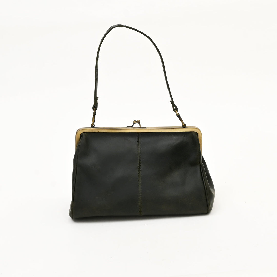 Premium Full-Grain Green Leather Sling Bag | Croc Texture | Elegant Kiss-Lock Side Bag for Women