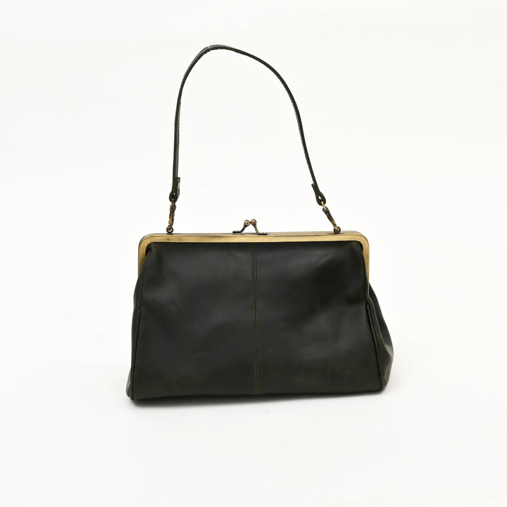 Premium Full-Grain Green Leather Sling Bag | Croc Texture | Elegant Kiss-Lock Side Bag for Women