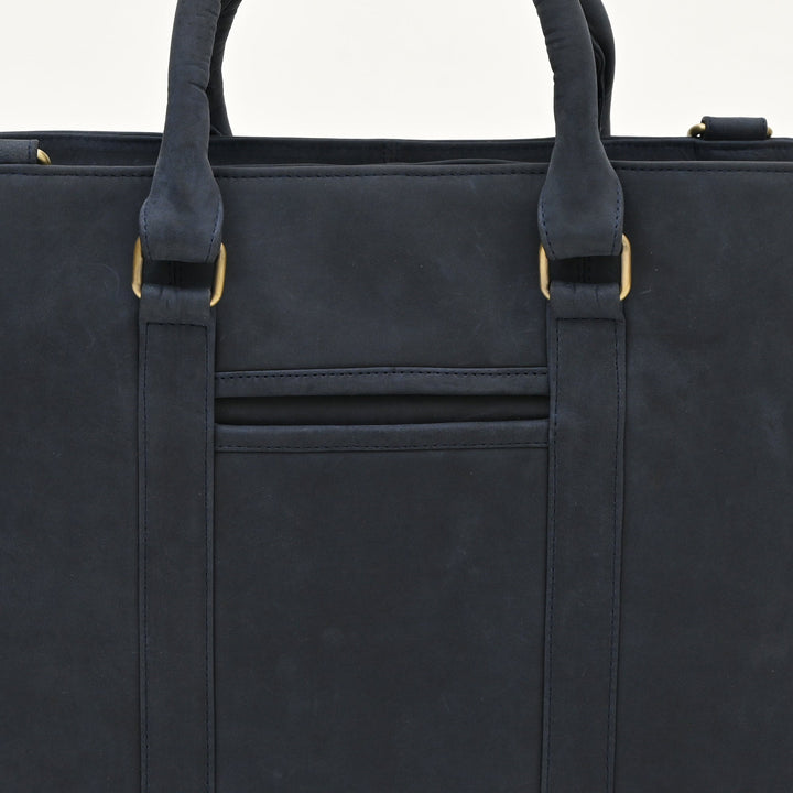 Premium Full-Grain Oily Blue Leather Laptop Business Bag for Men | 15.6 Inch Office & Travel Briefcase with Padded Laptop Sleeve & Dual Compartments