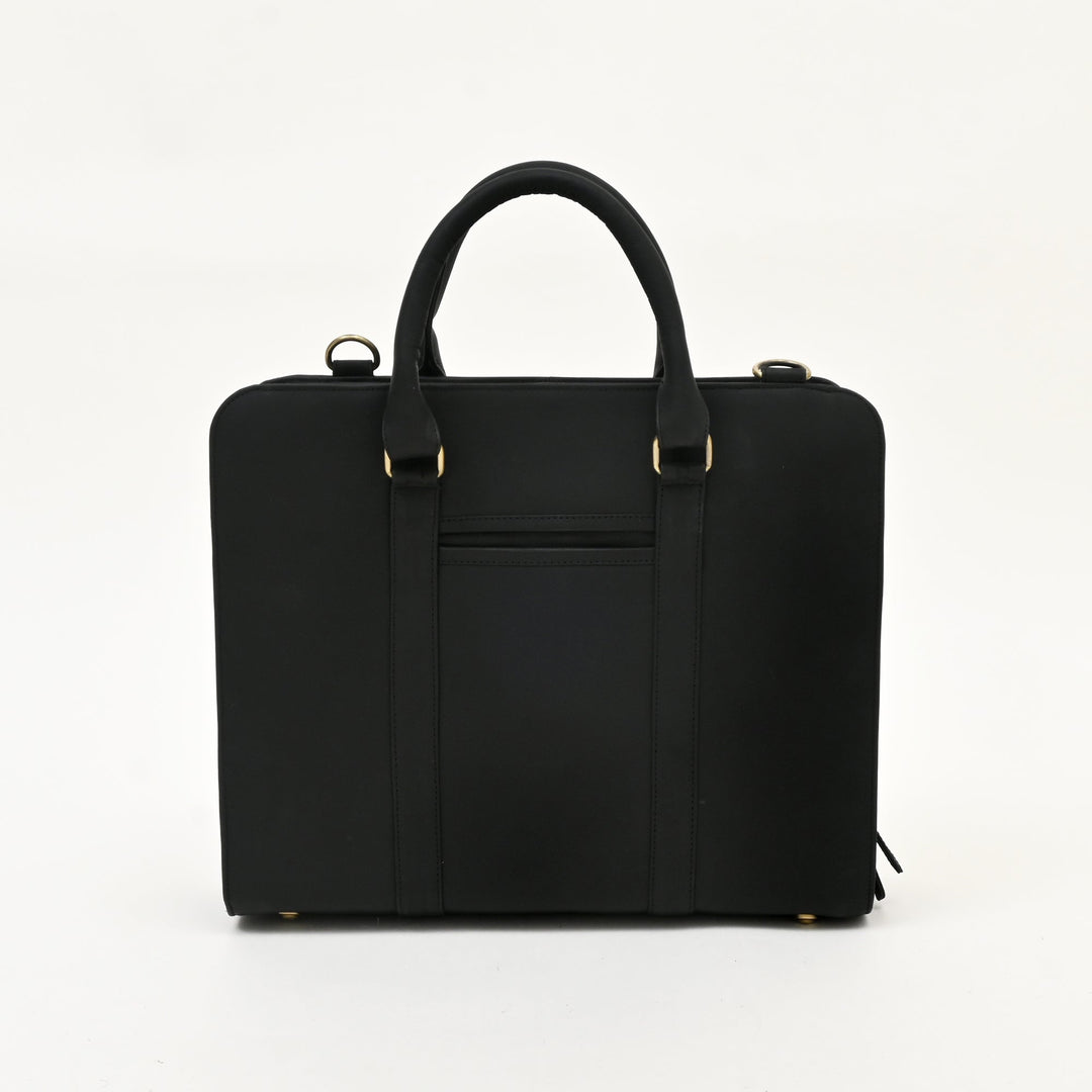Premium Black Napa Leather Laptop Business Bag for Men & Women – 15.6 Inch Professional Office Bag with Multiple Compartments