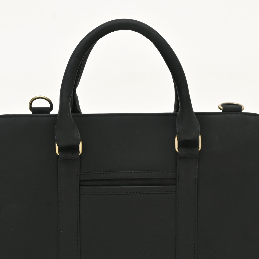 Premium Black Napa Leather Laptop Business Bag for Men & Women – 15.6 Inch Professional Office Bag with Multiple Compartments