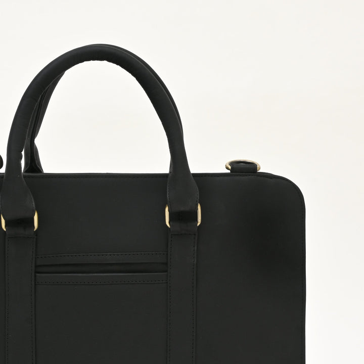 Premium Black Napa Leather Laptop Business Bag for Men & Women – 15.6 Inch Professional Office Bag with Multiple Compartments