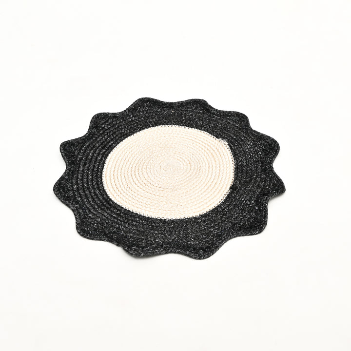 Charcoal Polyester Braided Placemat – Durable Round Table Mat for Dining