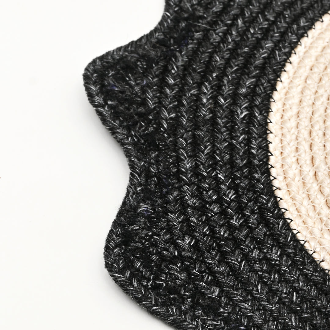 Charcoal Polyester Braided Placemat – Durable Round Table Mat for Dining