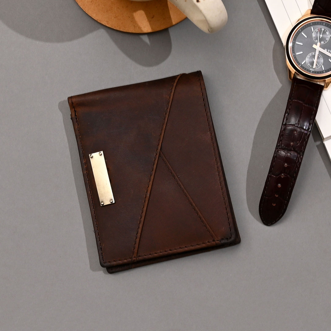 Men’s Leather Wallet 2S crown brown – Premium Brown Waxy Full-Grain Leather Wallet with Coin Pocket & 4 Card Slots | Elegant Slim Bifold Design