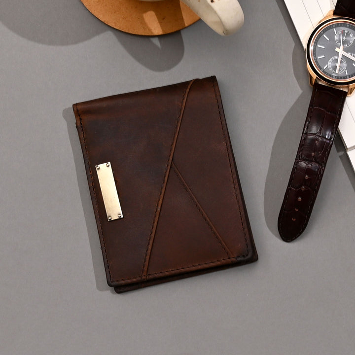 Men’s Leather Wallet 2S crown brown – Premium Brown Waxy Full-Grain Leather Wallet with Coin Pocket & 4 Card Slots | Elegant Slim Bifold Design