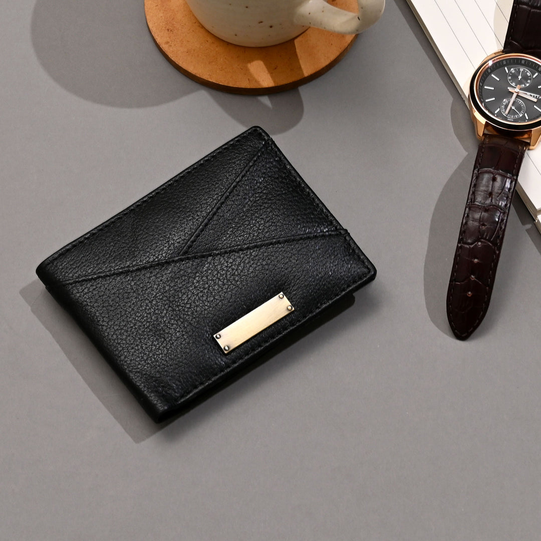 Leather Wallet 2B Grablk – Premium Black Grained Napa Leather Wallet for Men with Coin Pocket & 4 Card Slots