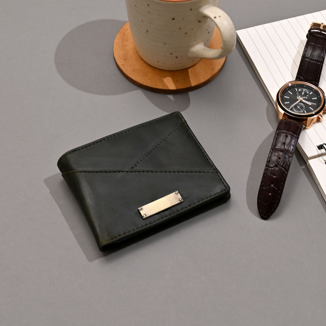 Leather Wallet 2S Crnblk – Premium Black Full-Grain Leather Slim Wallet for Men with Coin Pocket & Card Slots