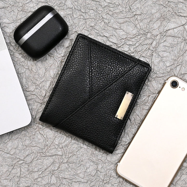 Men’s Leather Wallet 2S Grablk – Premium Black Grained Napa Leather Wallet with Coin Pocket & 4 Card Slots | Luxury Slim Bifold Design