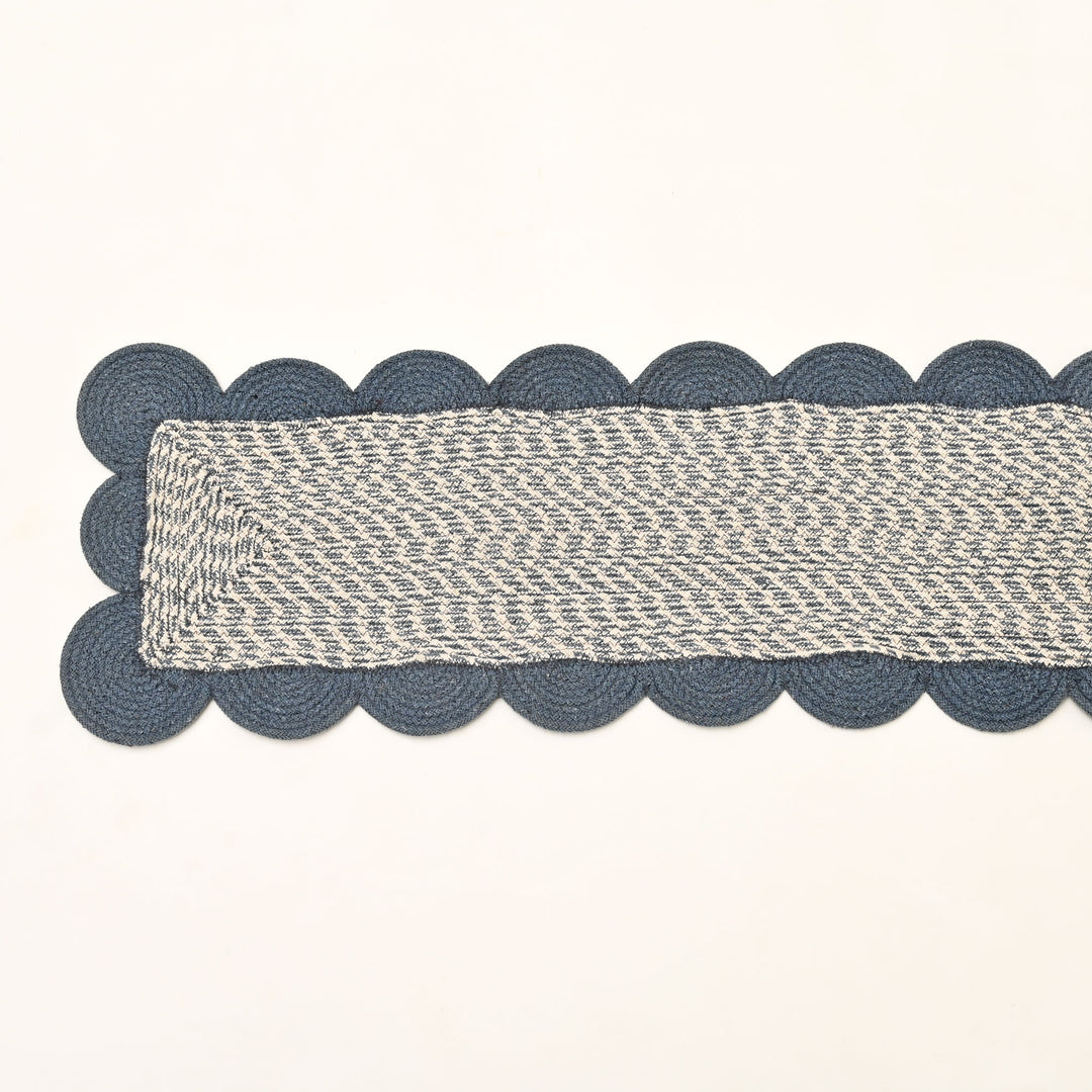 Blue Cotton Braided Table Runner 14x72 in – Handcrafted Natural Dining and Console Table Decor