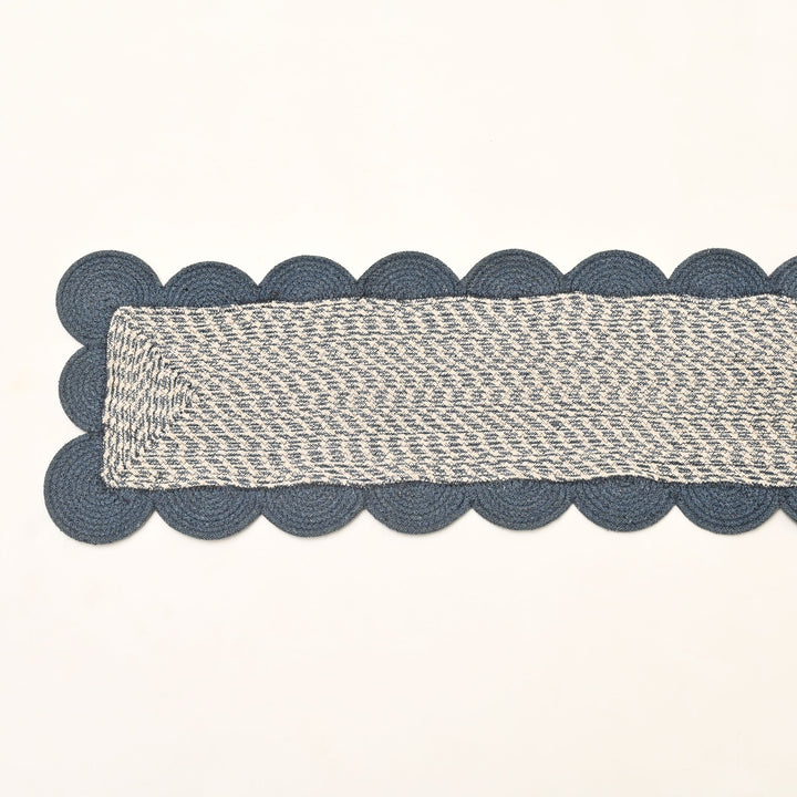Blue Cotton Braided Table Runner 14x72 in – Handcrafted Natural Dining and Console Table Decor