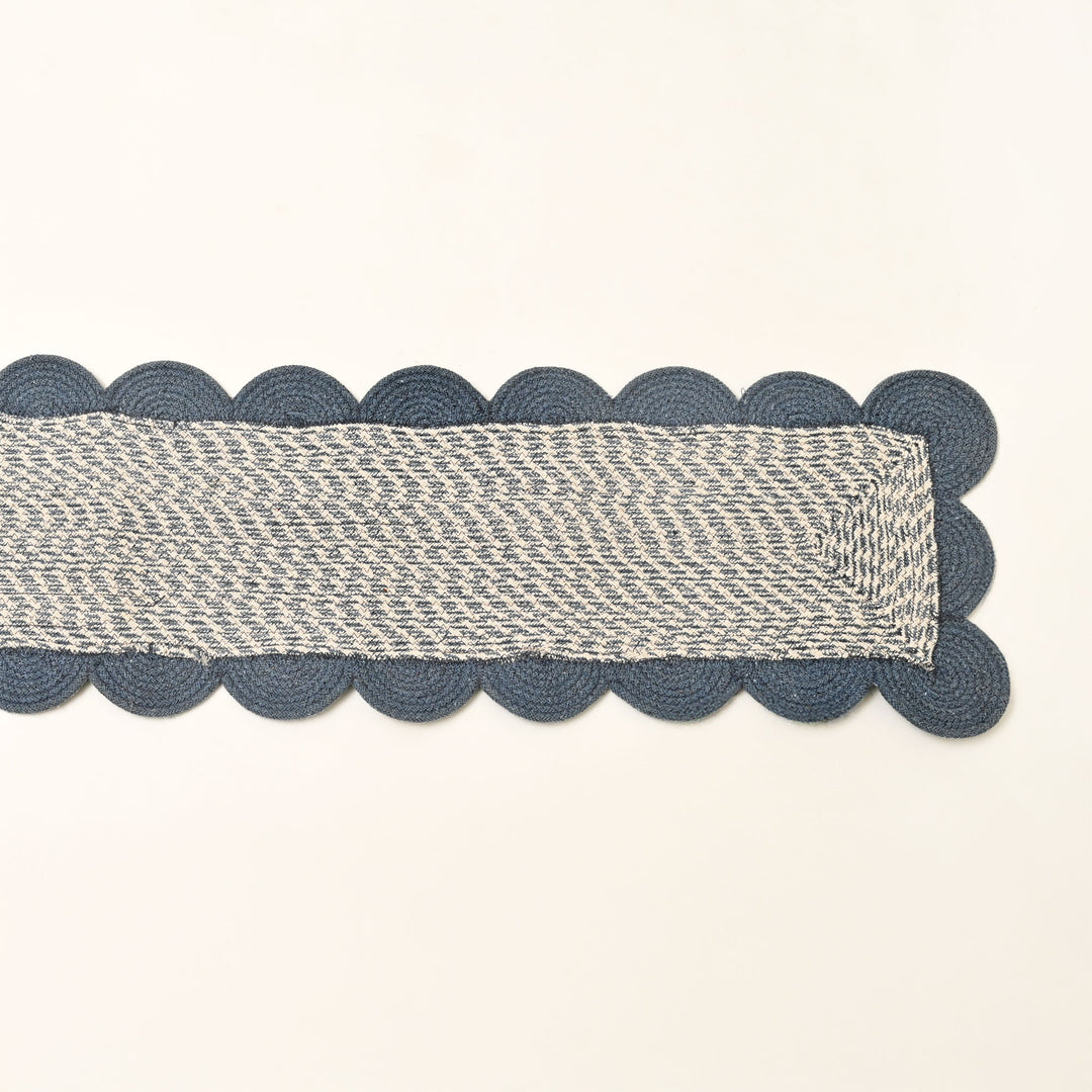 Blue Cotton Braided Table Runner 14x72 in – Handcrafted Natural Dining and Console Table Decor