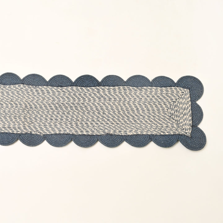 Blue Cotton Braided Table Runner 14x72 in – Handcrafted Natural Dining and Console Table Decor