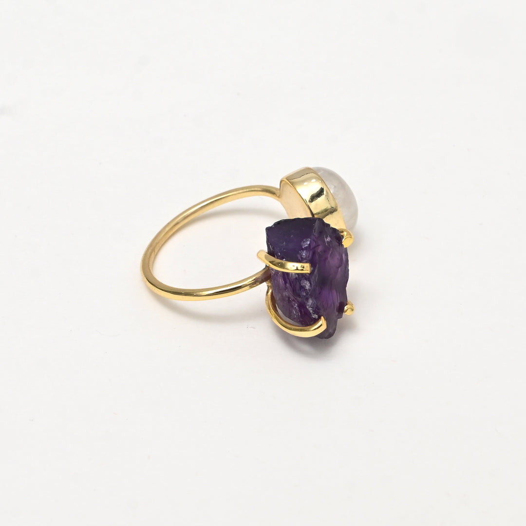 Purple Geode Ring – Natural Crystal Finish