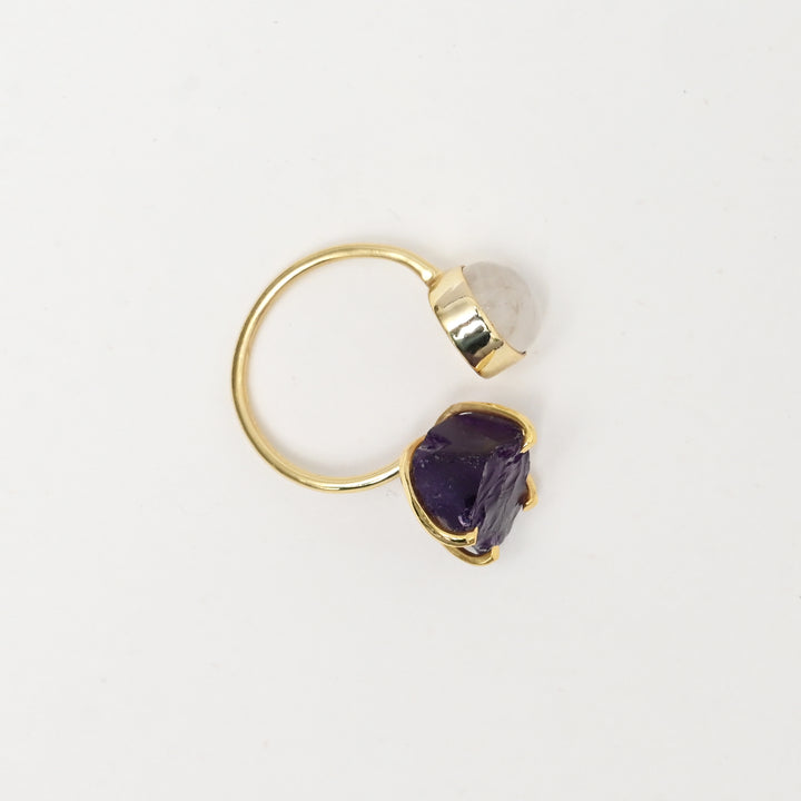 Purple Geode Ring – Natural Crystal Finish