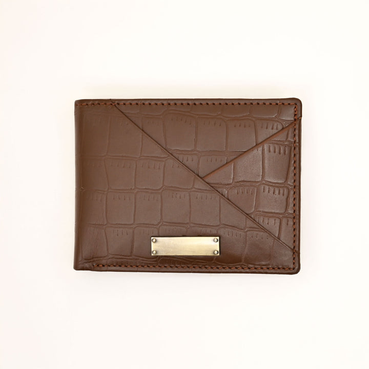 Leather Wallet 1B Brown – Croc-Look Nappa Leather Men’s Wallet with Coin Pocket & 6 Card Slots