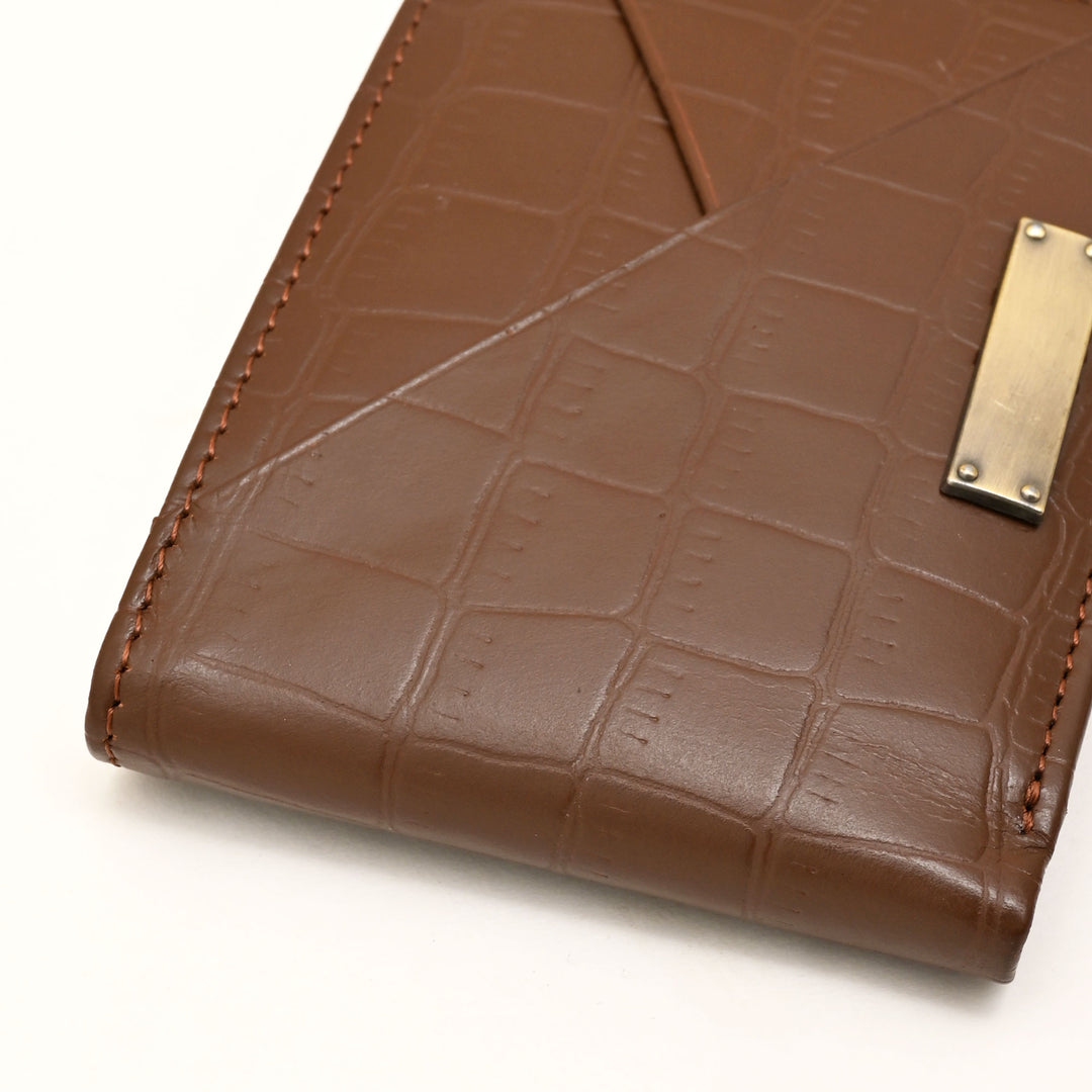 Leather Wallet 1B Brown – Croc-Look Nappa Leather Men’s Wallet with Coin Pocket & 6 Card Slots