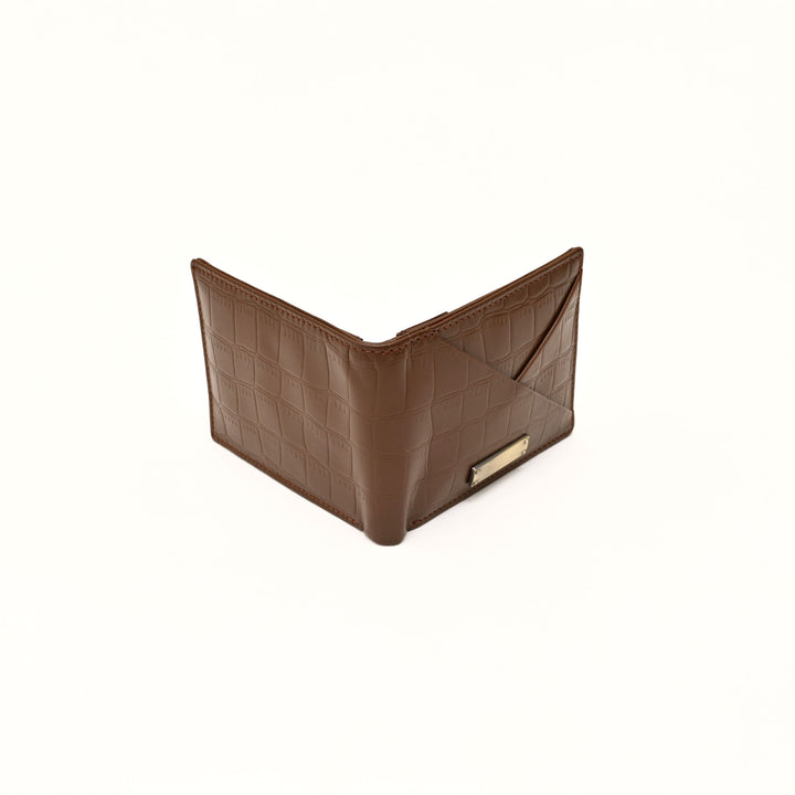 Leather Wallet 1B Brown – Croc-Look Nappa Leather Men’s Wallet with Coin Pocket & 6 Card Slots