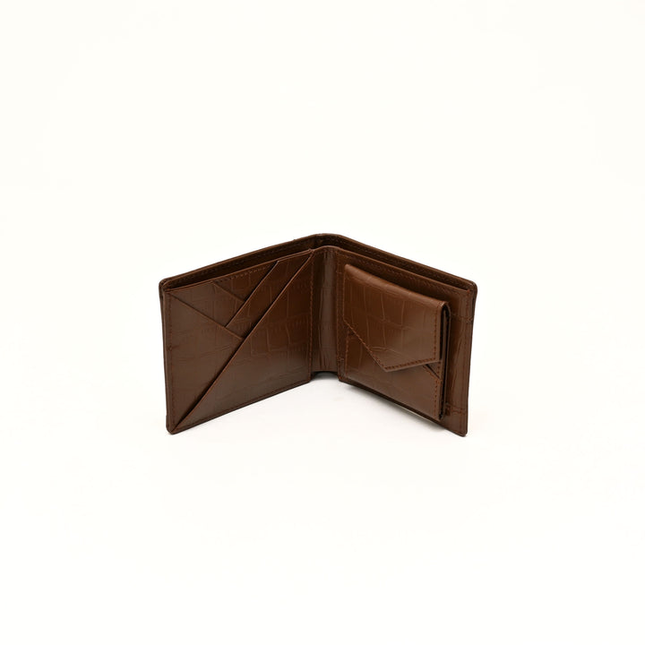 Leather Wallet 1B Brown – Croc-Look Nappa Leather Men’s Wallet with Coin Pocket & 6 Card Slots