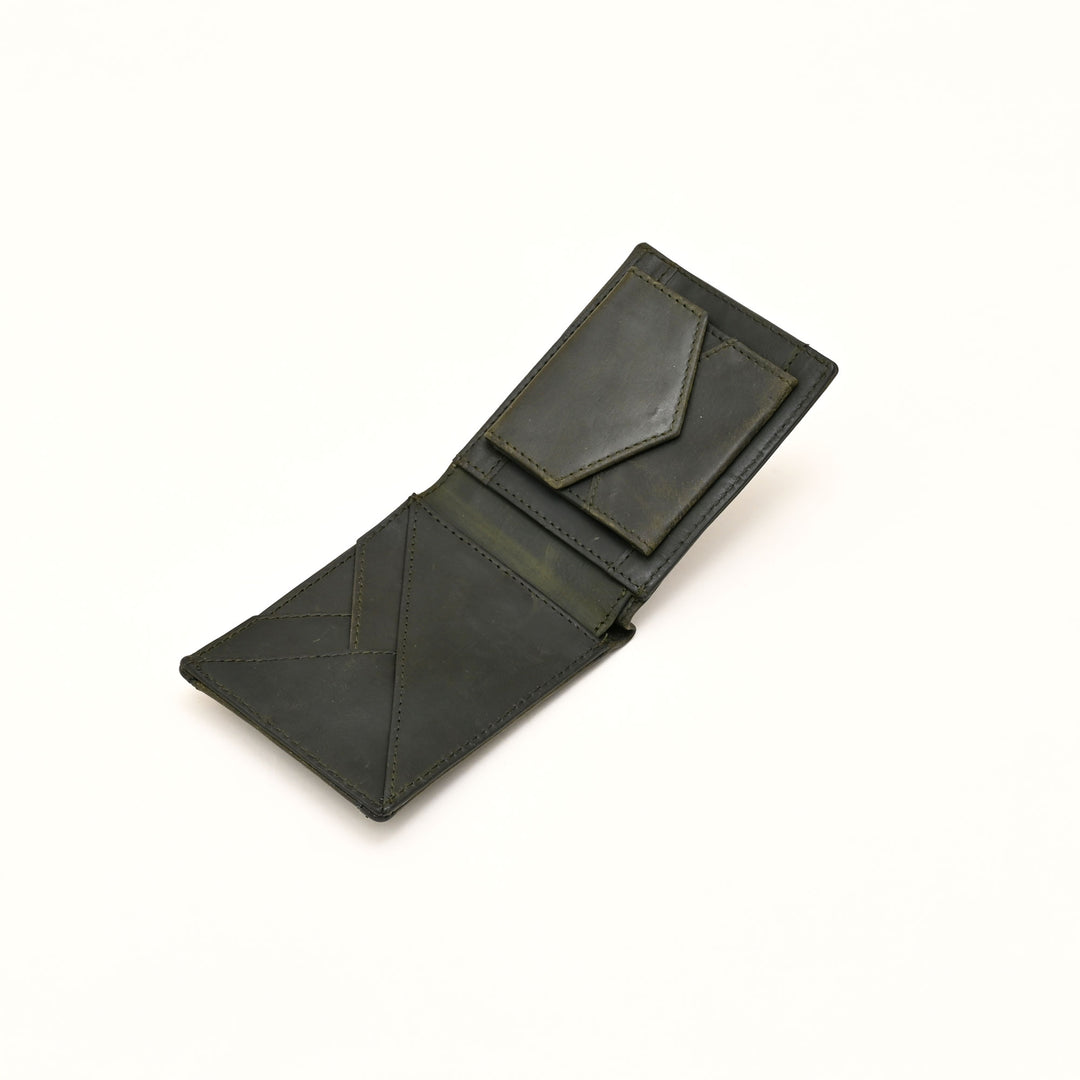 Leather Wallet 2B Crngrn – Premium Green Full-Grain Leather Wallet for Men with Coin Pocket & 4 Card Slots