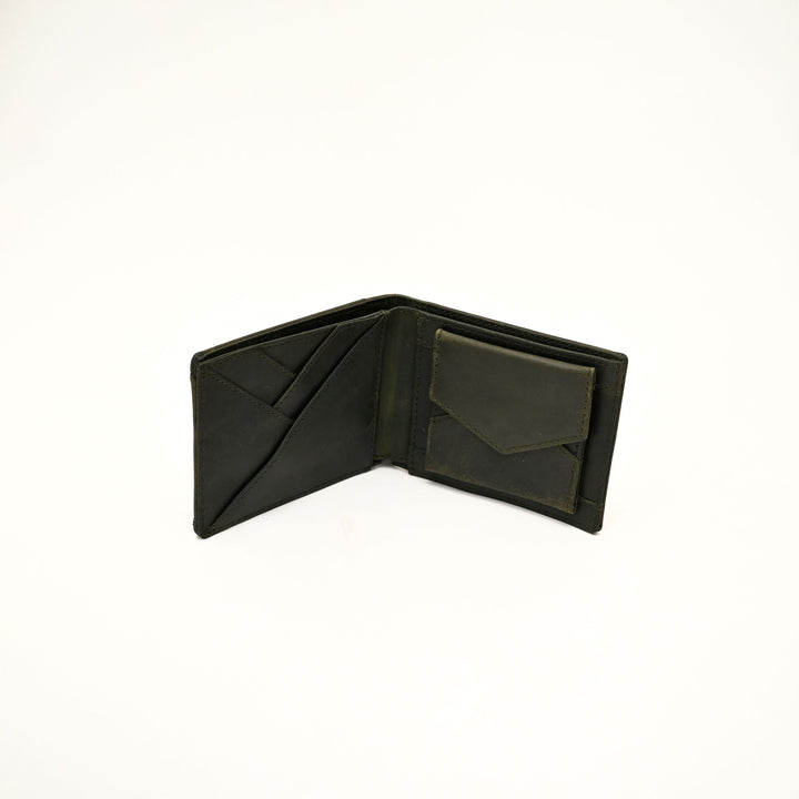 Leather Wallet 2B Crngrn – Premium Green Full-Grain Leather Wallet for Men with Coin Pocket & 4 Card Slots