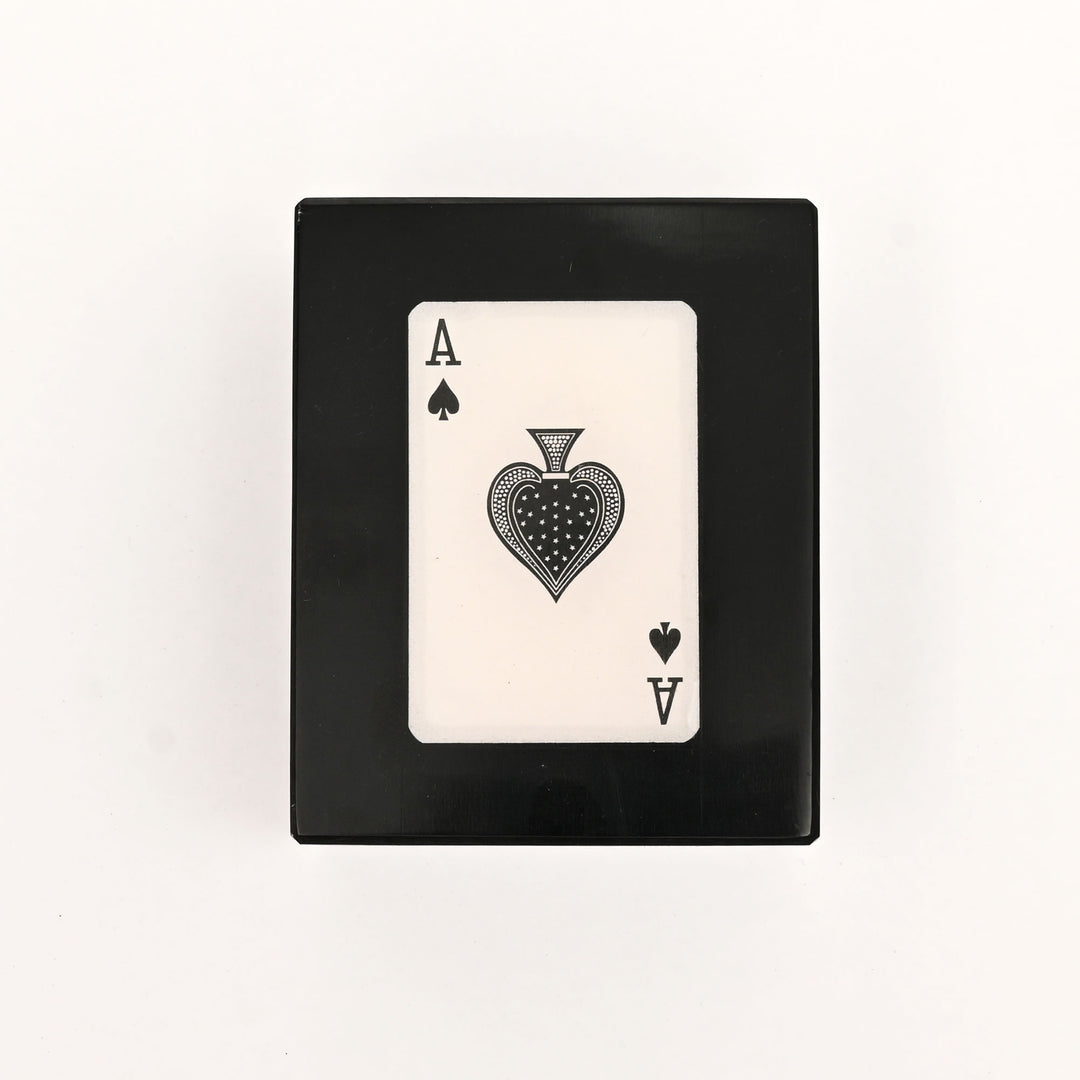 Black Resin Triple Slot Playing Card Box with Ace Design