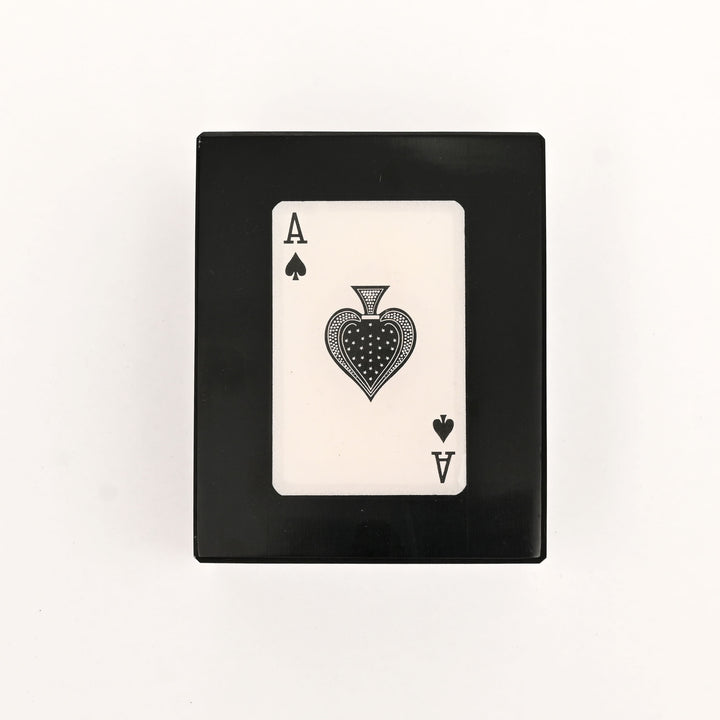 Black Resin Triple Slot Playing Card Box with Ace Design